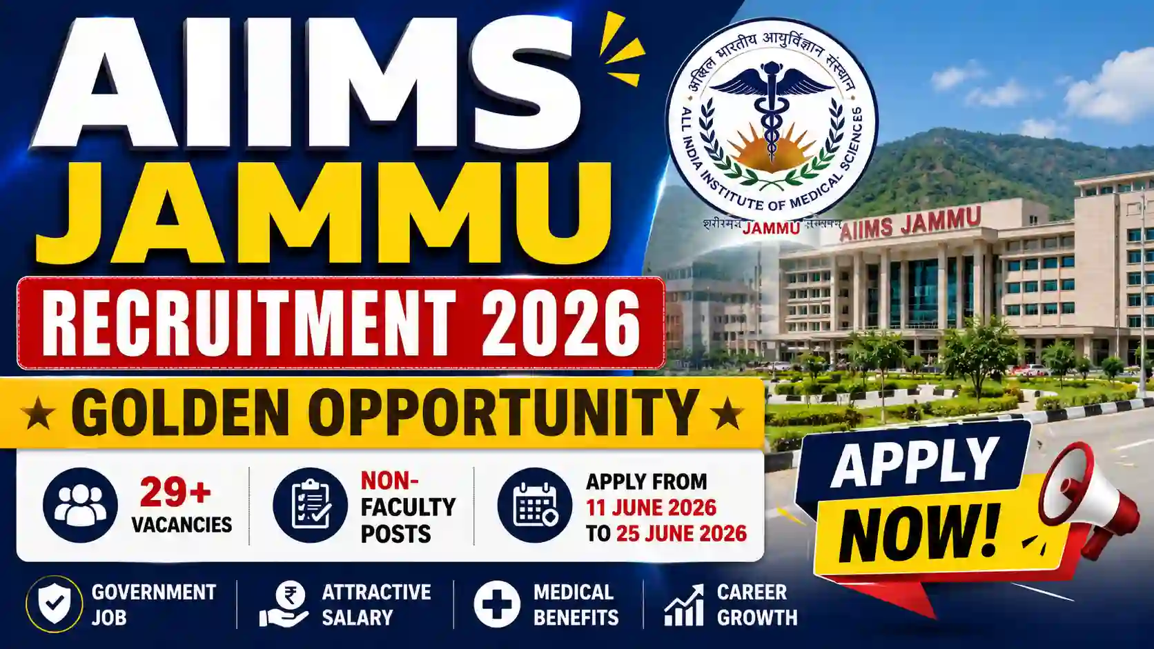 AIIMS Jammu Recruitment 2026: Golden Opportunity for Non-Faculty Jobs, Apply Now