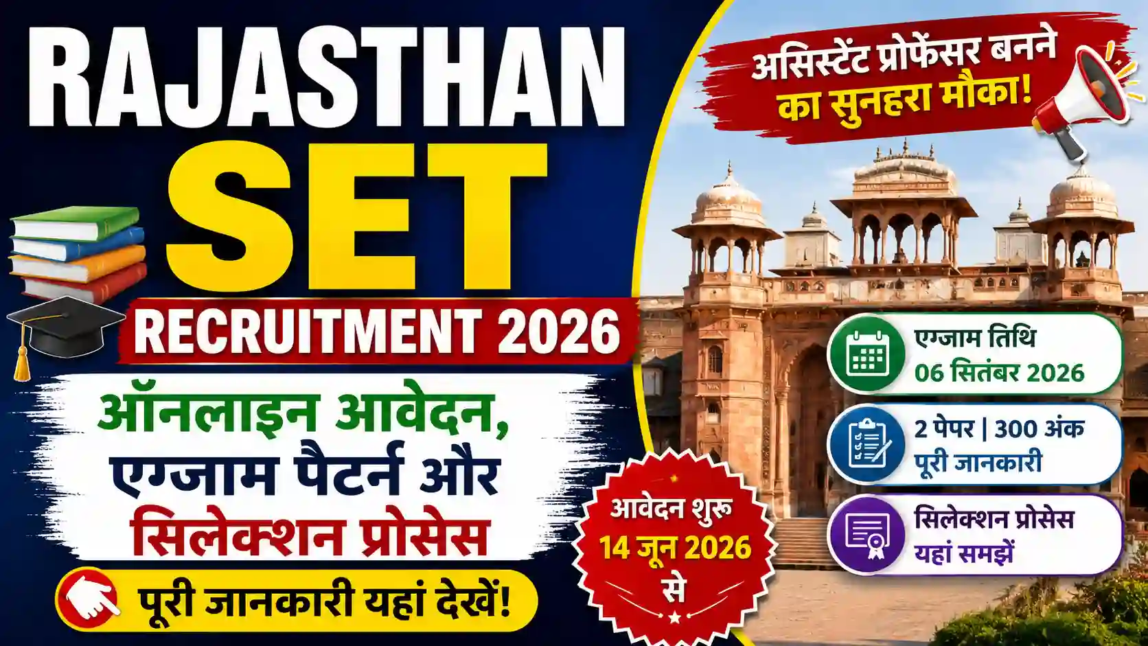 Rajasthan SET Recruitment 2026: ऑनलाइन आवेदन, एग्जाम पैटर्न और सिलेक्शन प्रोसेस